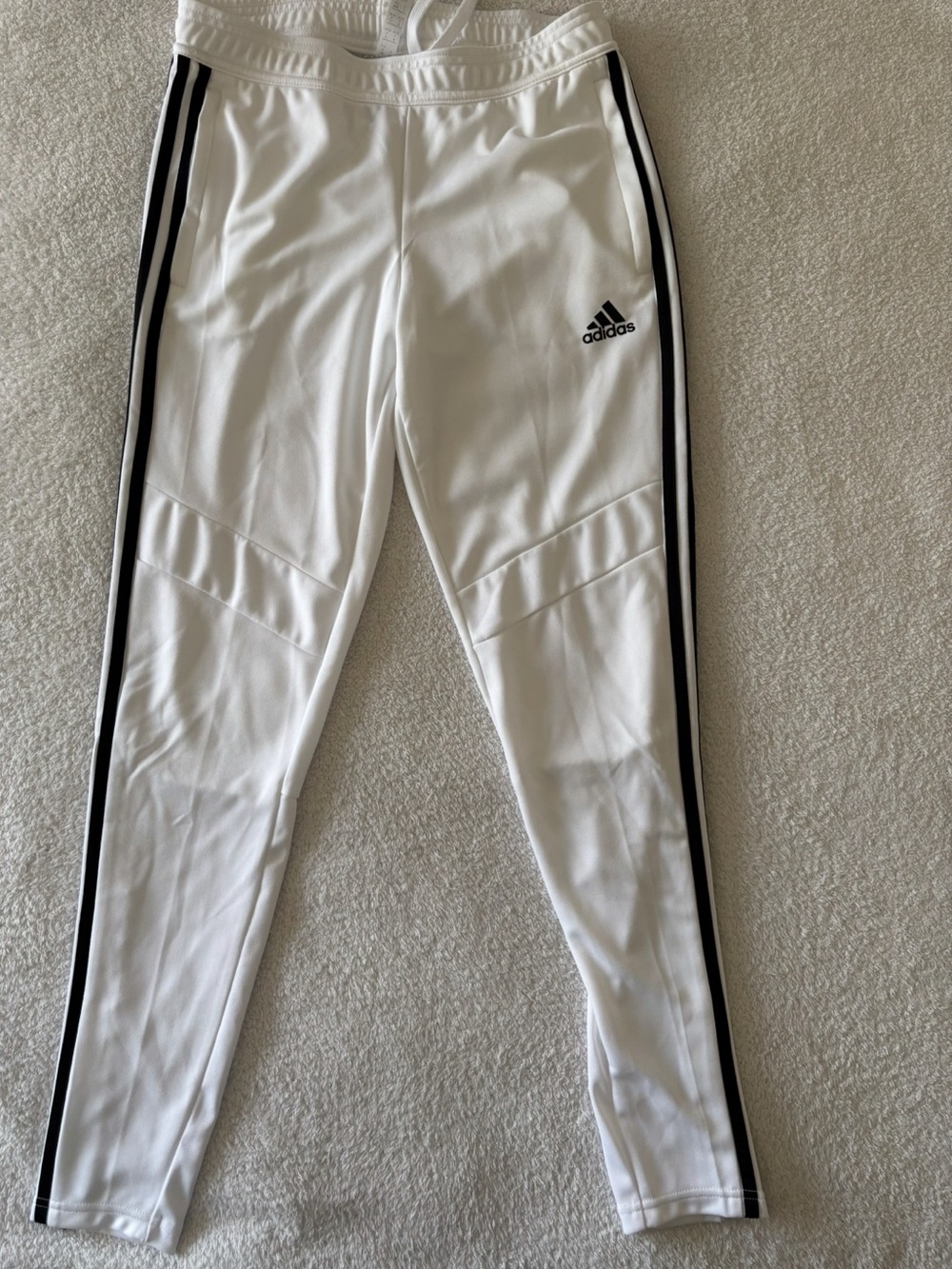 adidas White Men’s Joggers with Black Side Stripes